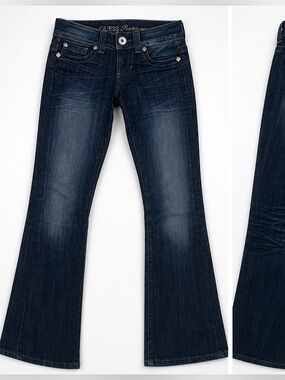 GUESS Premium Daredevil Y2K Dark Wash Bootcut Jeans Size 23